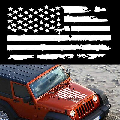 #ad 35quot; American USA Distressed Flag Vinyl Sticker Decal for Car Truck SUV Hood Door $12.99