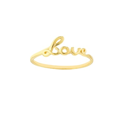 #ad Love Script Shiny Polished Ring Real Solid 14K Yellow Gold $106.14