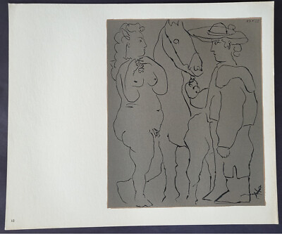#ad Picasso Picador Women and Horse Original Linocut Engraving w Provadance 1962 $299.99