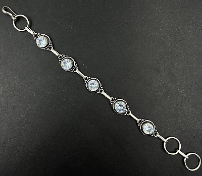 #ad White Topaz Gemstone 925 Sterling Silver Handmade Charm Bracelet Sz 7 8quot; $13.09
