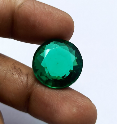 #ad Emerald Jade Color Faceted Round Shape 39 Carat Faceted 20x20x9.5 mm Gemstone $30.10