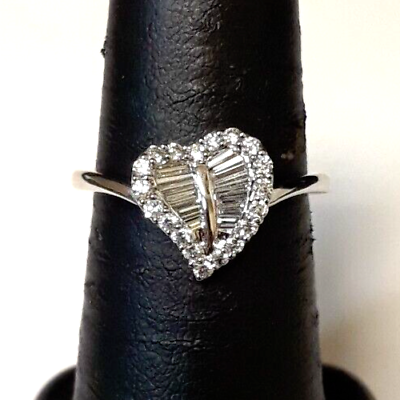 #ad RI1 Lady#x27;s 14k White Gold Diamond .41TCW Size 7 Heart Ring 3.2g $1375.00