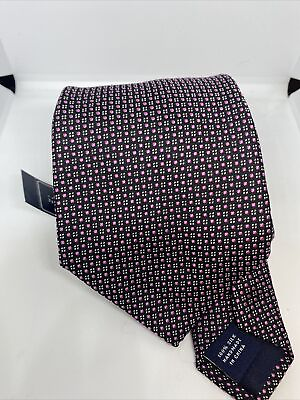 #ad AMERICAN LIVING 100% Silk NECKTIE Black Pink Geometric New Tie NWT $13.09