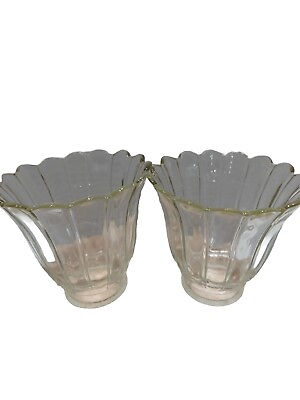 #ad Light Shades Lot of 2 Clear Glass Ribbed Ceiling Fan or Sconces Replacement $17.49