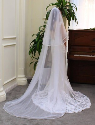 #ad blusher veil 2 tier wedding veil satin ribbon edge $113.00