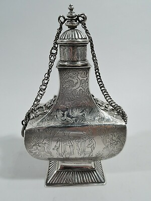 #ad Antique Flagon Classical Bottle Pitcher Decanter European Silver 19 C $1750.00