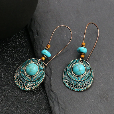#ad Vintage Boho Style Dangle Drop Earrings With Turquoise For Women Fashion Jewelry $4.99