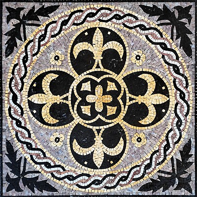 #ad Handmade Gold Fleur de Lis with Braided Border Mosaic $429.00