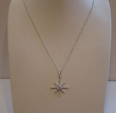#ad 925 STERLING SILVER STAR DESIGN PENDANT NECKLACE W 1 CT ACCENTS NEW DESIGN $36.78