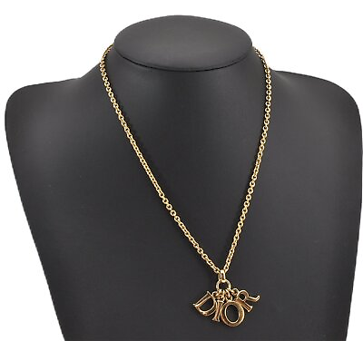 Authentic Christian Dior Gold Tone Chain Pendant Necklace CD 6188G $154.00