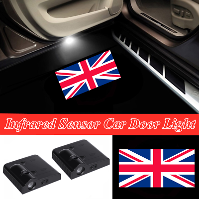 #ad 2x United Kingdom Flag Car Door LED UK England Flag Projector Shadow Lights $18.99