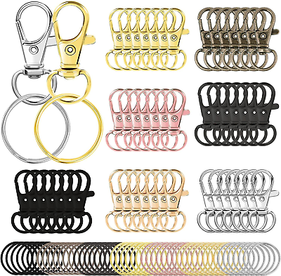#ad 100PCS Swivel Clasps Lanyard Snap Hooks with Key Rings Chain Multicolor $21.46