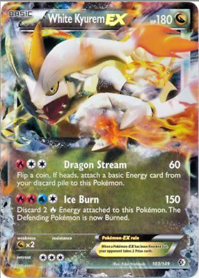 #ad Pokémon TCG White Kyurem EX 103 149 Ultra Rare Boundaries Crossed Near Mint $3.25