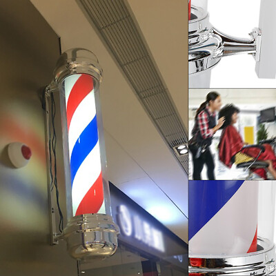 #ad Barber Pole LED Glowing Globe Light Hair Salon Barber Shop Open Sign Rotating US $72.00