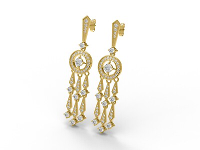 #ad 10k Yellow Gold Round Moissanite Dangle Drop Chandelier Earrings For Women $446.82