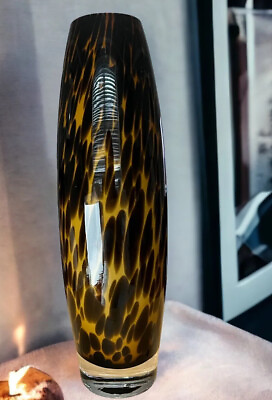 #ad Noble Excellence Leopard Glass Vase Poland 14” x 3” $59.95