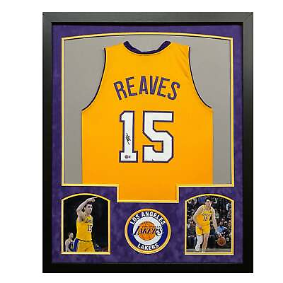 #ad Austin Reaves Signed Los Angeles Yellow Custom Suede Matte Framed Basketball Jer $349.95