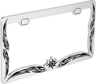 #ad Chrome License Plate Frame Tag Tribal Tattoo Design 46163 8 BELL Automotive $14.29