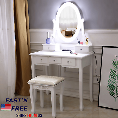 #ad Vanity Set Mirror Makeup Dressing Table Dresser Desk Multi style Dressing chair $192.84