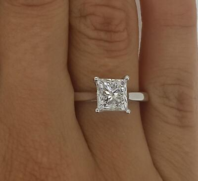 #ad 2 Ct Cathedral Solitaire Princess Cut Diamond Engagement Ring SI2 H White Gold $3524.00