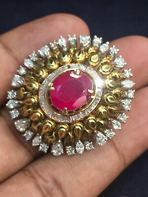 #ad 7.04 Cts Round Pear Marquise Cut Diamonds Ruby Cocktail Ring In 585 14Karat Gold $7166.80