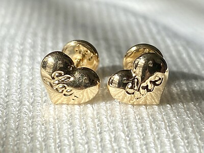 #ad 18k solid real gold earrings: Puffy Heart earrings • screw back $120.00