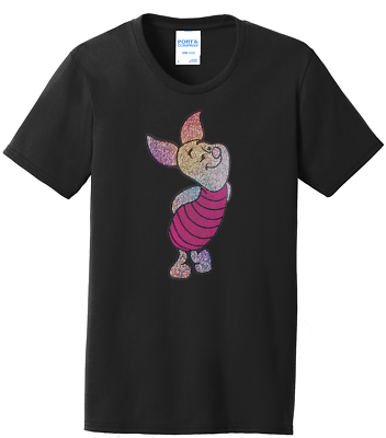 #ad Women#x27;s Piglet Winnie the Pooh T Shirt Ladies Tee Shirt S 4XL Bling Crew Neck $22.49