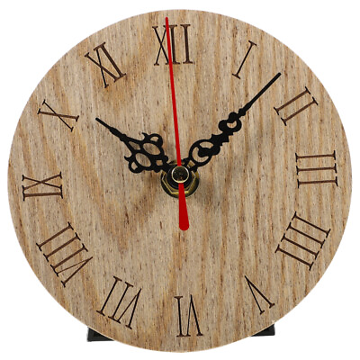 #ad Small Clock Wood Office Retro Home Decor Round Wall Vintage $9.83