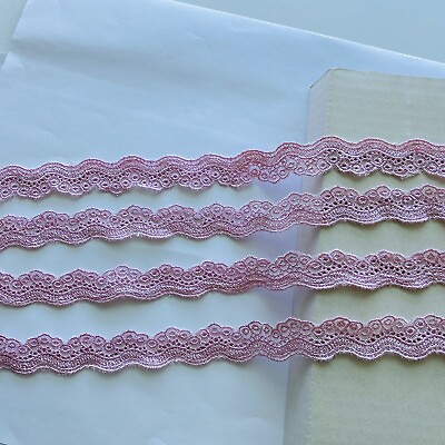 #ad 2 Yards Light Pink Embroidered Ribbon Lace Trim Sewing Crafts Bridal 3 4quot; Wide $8.45
