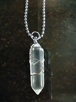 #ad Clear Crystal Gemstone Pendant Necklace $11.00