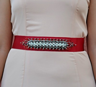 #ad Bridal accessories sash wedding crystal belt ombre design apple red satin ribbon $19.99
