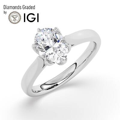 #ad Oval Solitaire 14K White Gold Engagement Ring1 ctD VS1 Lab grown IGI Certified $904.40