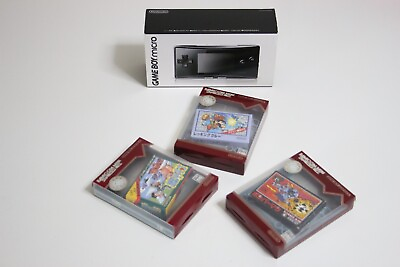 #ad Nintendo Game Boy Micro Console Black in Box w GBA Famicom Mini 3 Games Japan $234.78