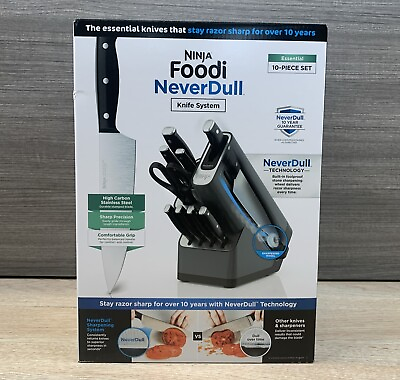 #ad Ninja™ Foodi™ NeverDull™ 10 Piece Essential Knife System with Sharpener K12010 $109.99