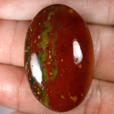 #ad 69.55 Cts 100% Natural Bloodstone Loose Cabochon 25 x 39 mm African Gemstone T20 $7.35