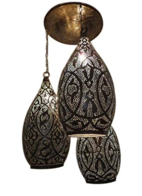 #ad Moroccan Brass Hanging Lantern Set of 3 Brass Lamps Morocco Lights Lighting $522.50