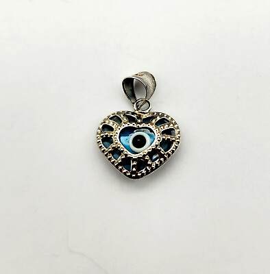 #ad Vintage Sterling Silver Glass All Seeing Eye Charm Pendant Eye of the Beholder $22.00