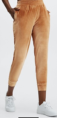#ad NWT Fabletics Luxe Velour Joggers Light Honey Women#x27;s Size Large $25.00