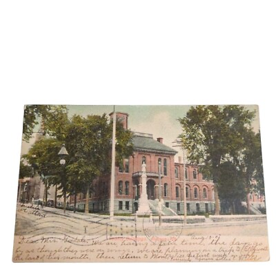 #ad Postcard County Buildings Auburn Maine Posted 1907 $5.52