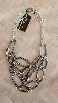 #ad NWT silver tone necklace link chain mutli strands costume jewelry n1 $19.93