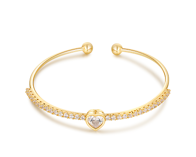 #ad Buyless Fashion Girls Heart Bangle Bracelet With White Stones Jewelry $7.97
