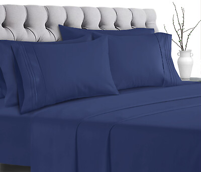 #ad 6 Piece Bed Sheet Set 1800 Series Microfiber Comfort Deep Pocket Hotel Bed Sheet $24.93