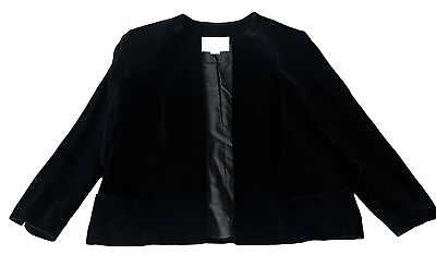 #ad Cassandra Women’s 38 Vintage Velvet Open Jacket Black Pockets Japan Made Lined $29.70