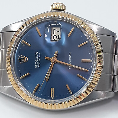 #ad Rolex OysterDate Precision 34 mm Two Tone Manual Blue Dial Watch 6694 Circa 1969 $2950.00