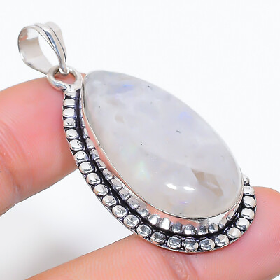 #ad Brazil Rainbow Moonstone Gemstone Sterling 925 Silver Jewelry Pendant 1.97quot; Y403 $23.75