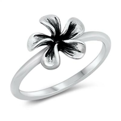 #ad 925 Sterling Silver Plumeria Flower Fashion Ring New Size 4 10 $14.39