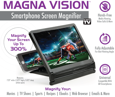 #ad MAGNA VISION MOBILE SMART PHONE SCREEN Magnifier ENLARGE SCREEN 300% $12.99