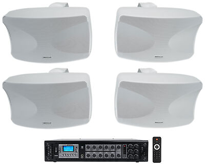 #ad 4 Rockville WET 44 PRO Dual 4quot; 4 Way Swivel 70V Commercial Speakers in WhiteAmp $494.85