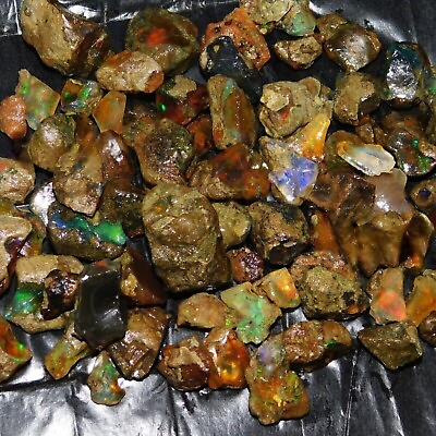 #ad 1000 Ct Lot Certified AAA 100% Natural Black Ethiopian Opal rough Loose gemstone $185.62