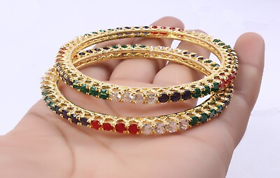 #ad Bollywood Fashion Style Gold Plated CZ Stone Indian Bangle Bracelet Jewelry $10.99